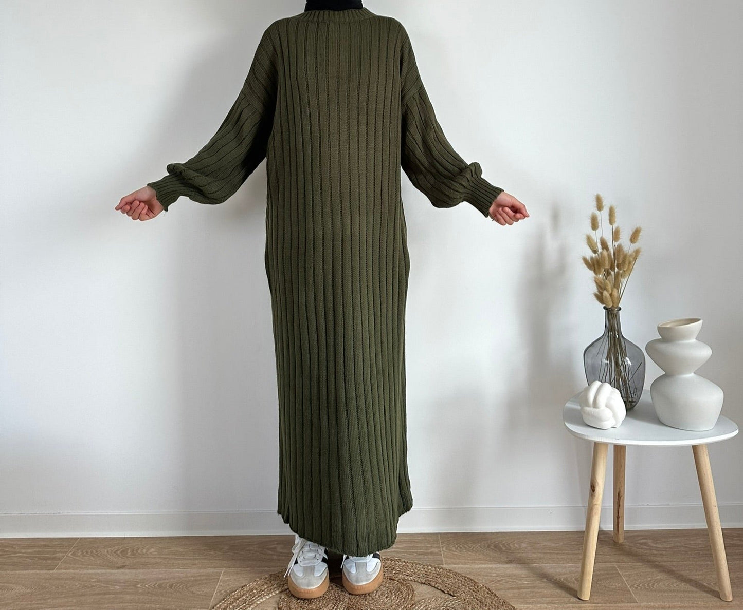 Long knitted dress Khaki
