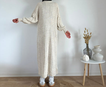 Long knit dress White