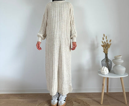Long knit dress White
