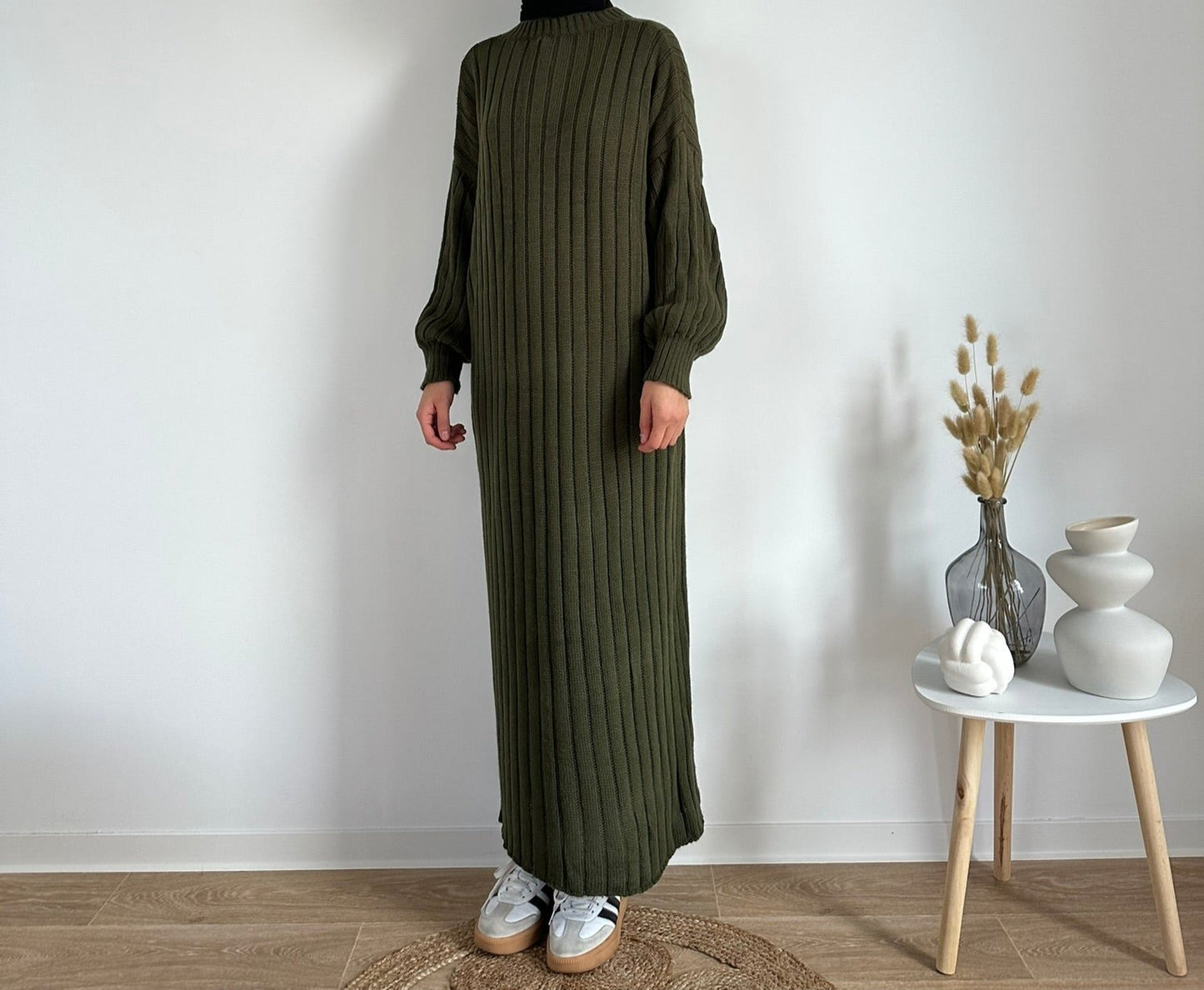 Long knitted dress Khaki